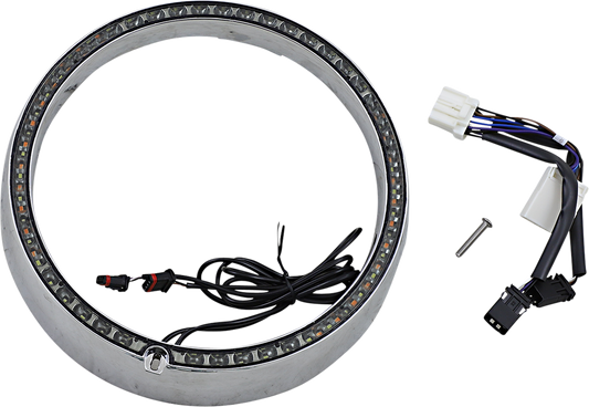 Custom Dynamics Amber/White Headlight Trim Rings Chrome PB-7TR-SEQ-3C
