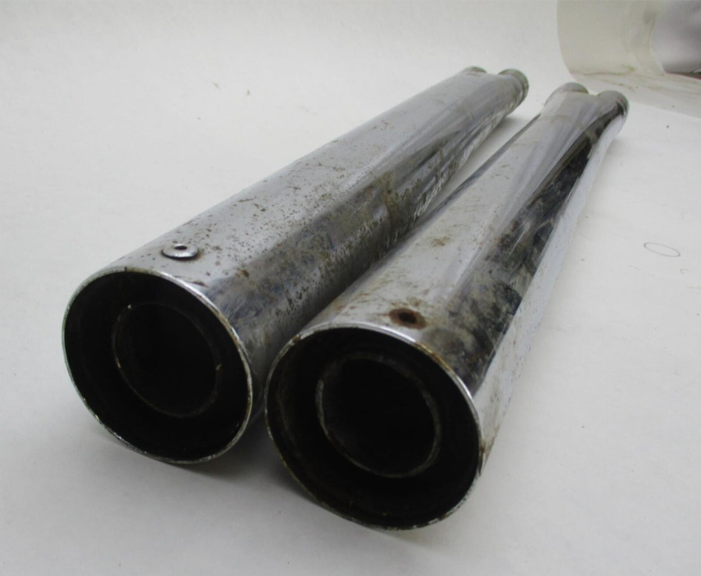 Set of 2 Vintage Motorcycle 2 into 1 Exhaust Mufflers 1.5" OD / 2.5" OD