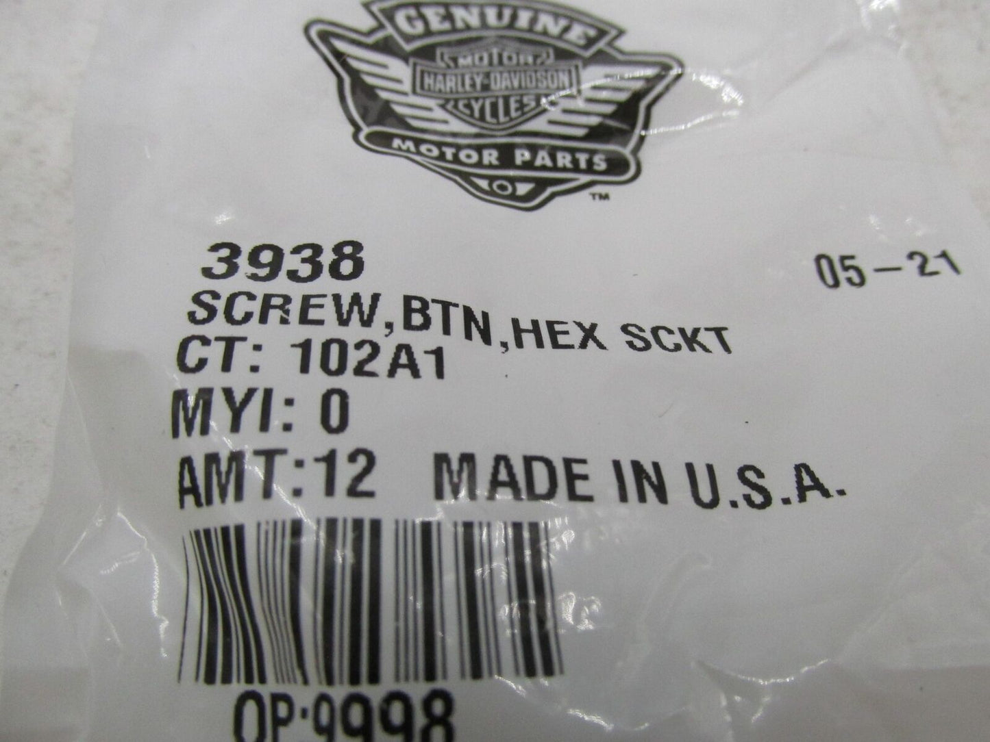 Lot of 3 Harley-Davidson Genuine NOS Star Head Socket Button Screws 3938