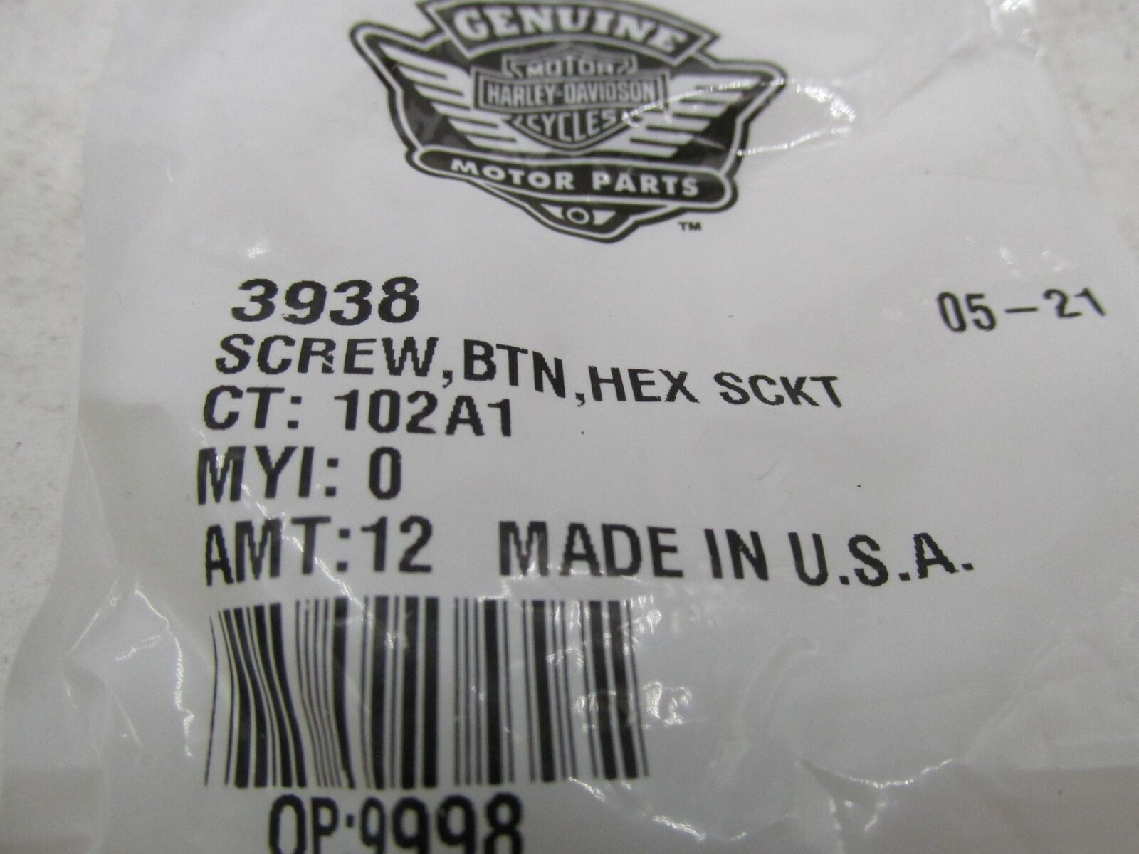 Lot of 3 Harley-Davidson Genuine NOS Star Head Socket Button Screws 3938