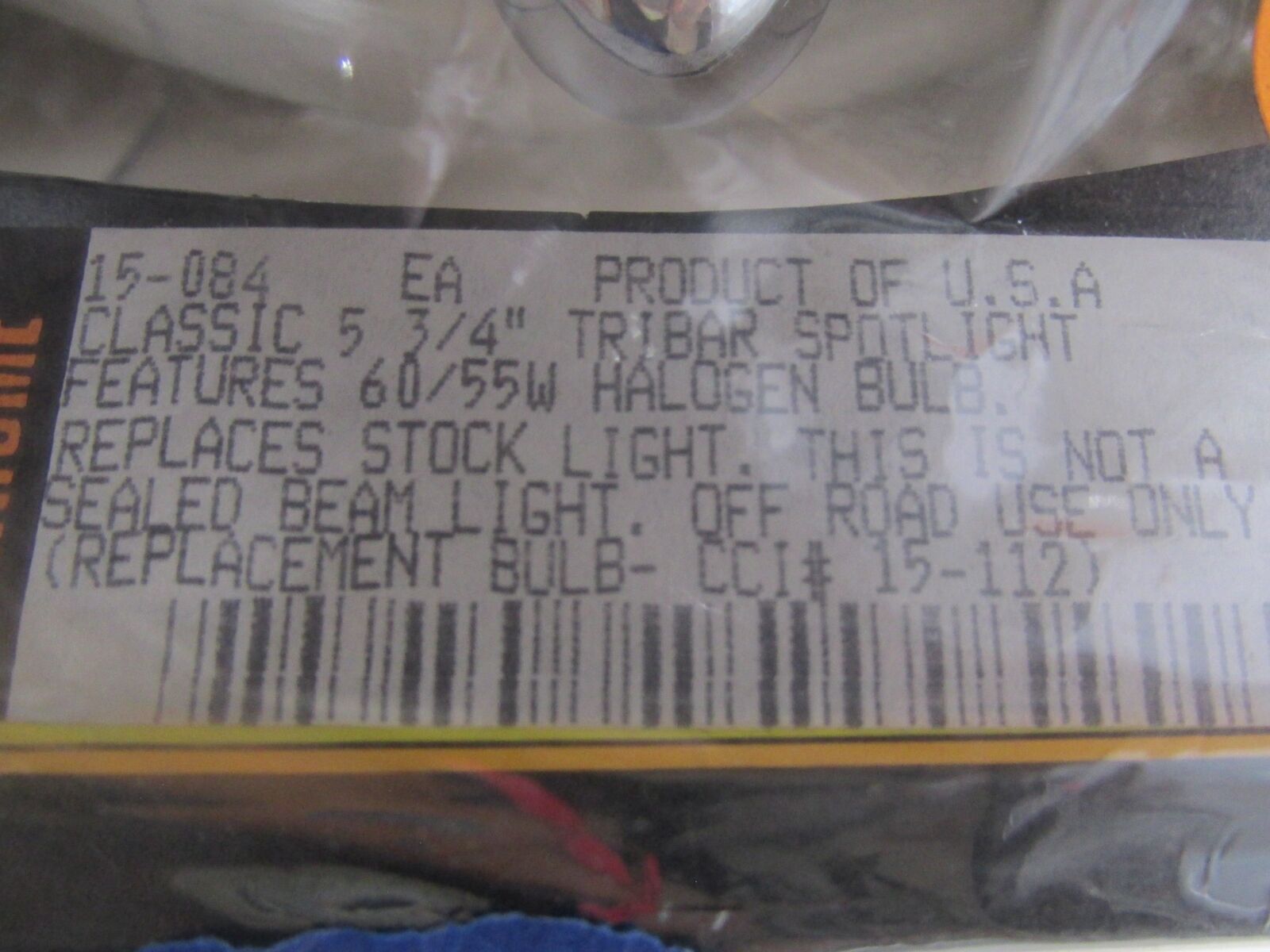 Harley Custom Chrome 5-3/4" 5.75" Tribar Spotlight 60/55W Bulb Headlight 15-084