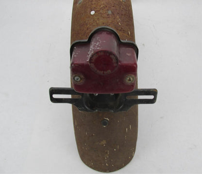 Vintage Triumph BSA Rolled Rear Metal Fender 4-3/4" with Lucas Taillight