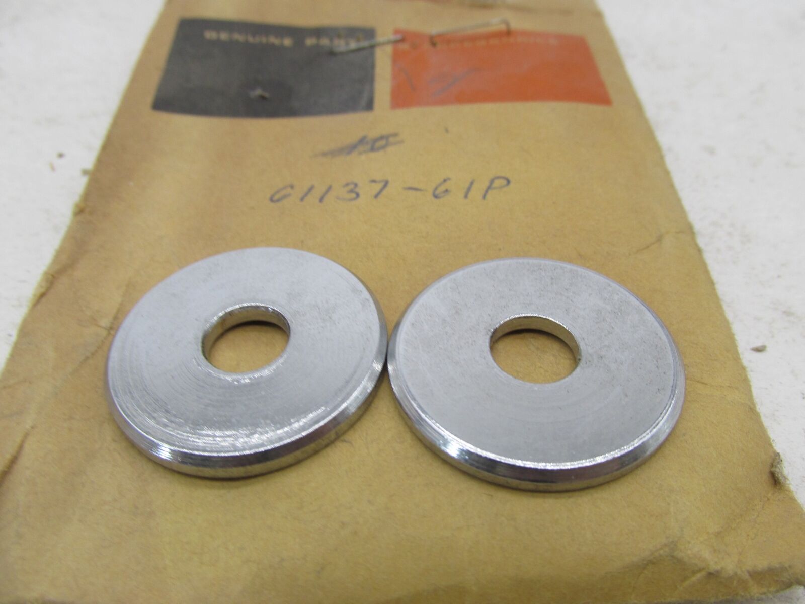 Lot of 2 Harley Aermacchi Genuine NOS Chrome Tank Mount Washers 61137-61P