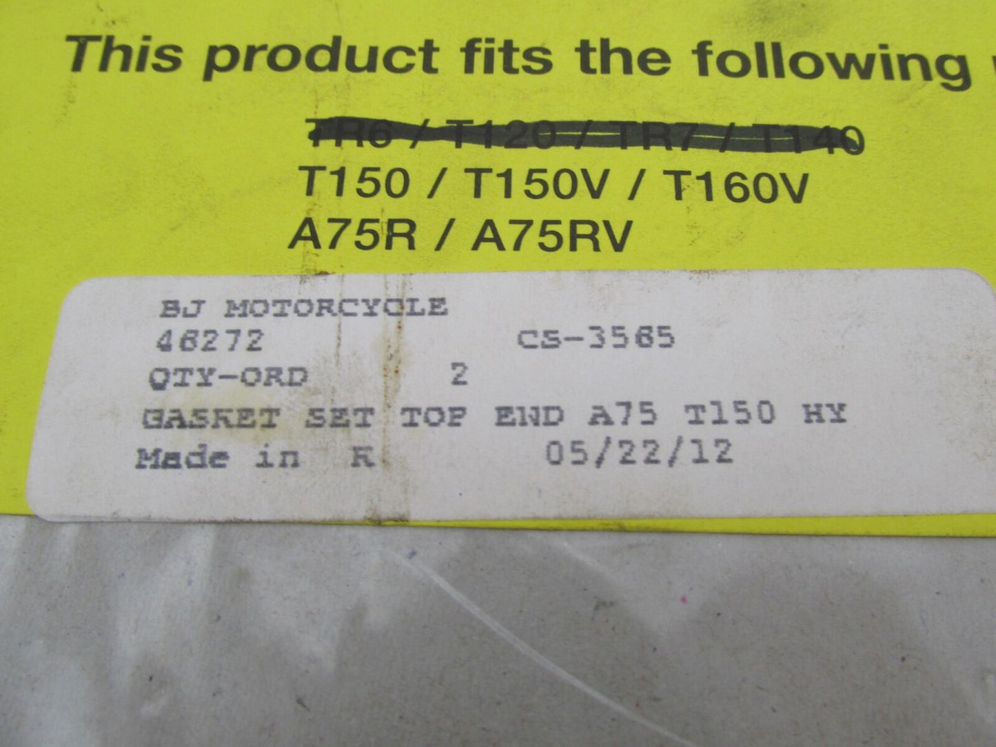 Norman Hyde Triumph BSA Top End Gasket Set A75 A75R T150 T150V T160V CS-3559
