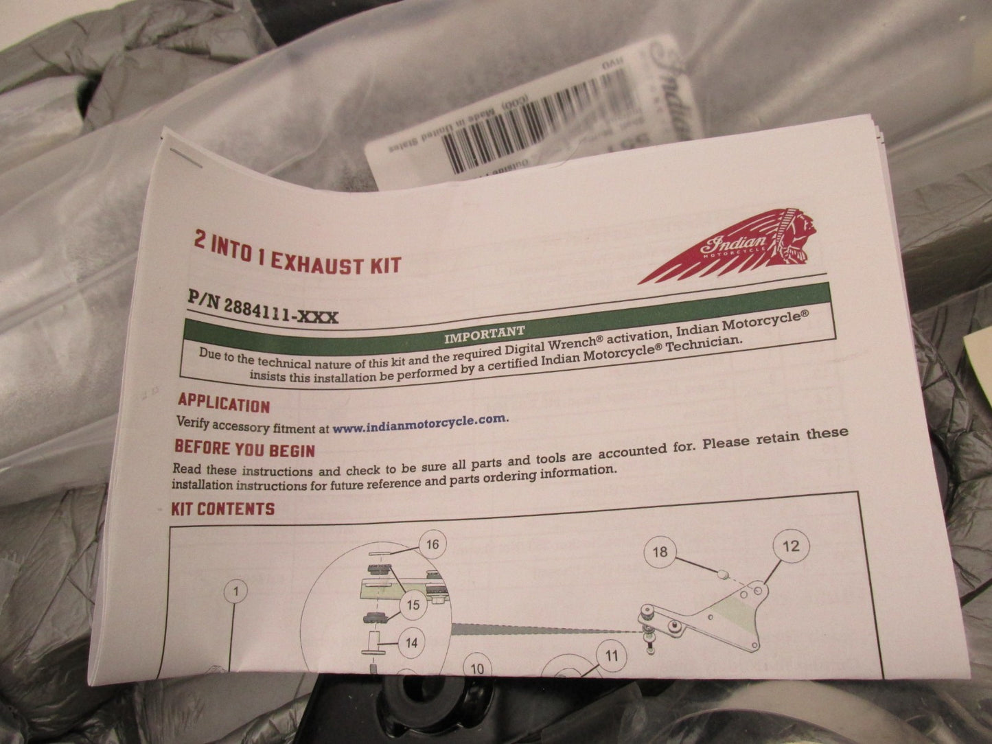 Indian Genuine OEM NOS Complete 2 into 1 Black Exhaust System 2884111-