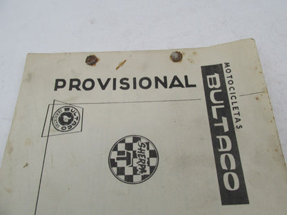 Bultaco Original 1973 Sherpa T Provisional Parts List Catalog 124.32-P117