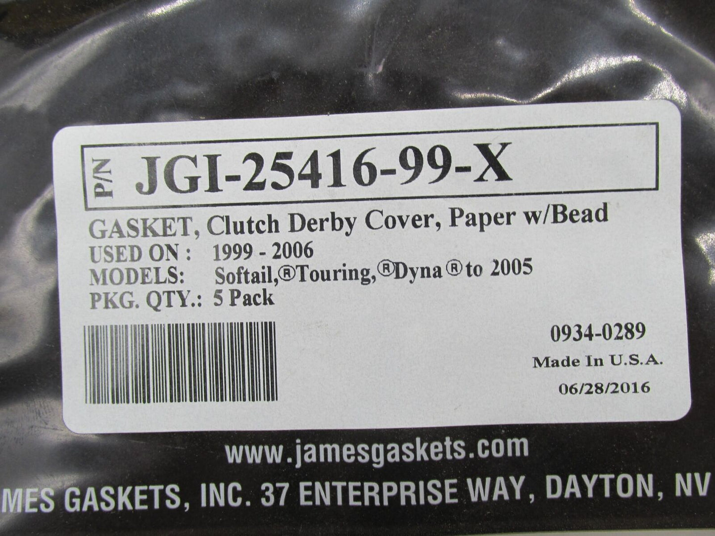 Lot of 2 Harley Davidson 1999-2006 Clutch Derby Cover Gaskets JGI-25416-99-X