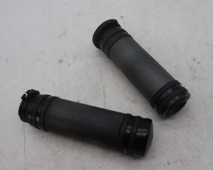 Pair of Harley Davidson Black Knurled Metal Handlebar Grips Missing Endcap