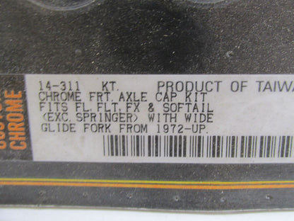 Harley Custom Chrome FL FLT FX Softail Wide Glide Front Axle Cap Kit 14-311
