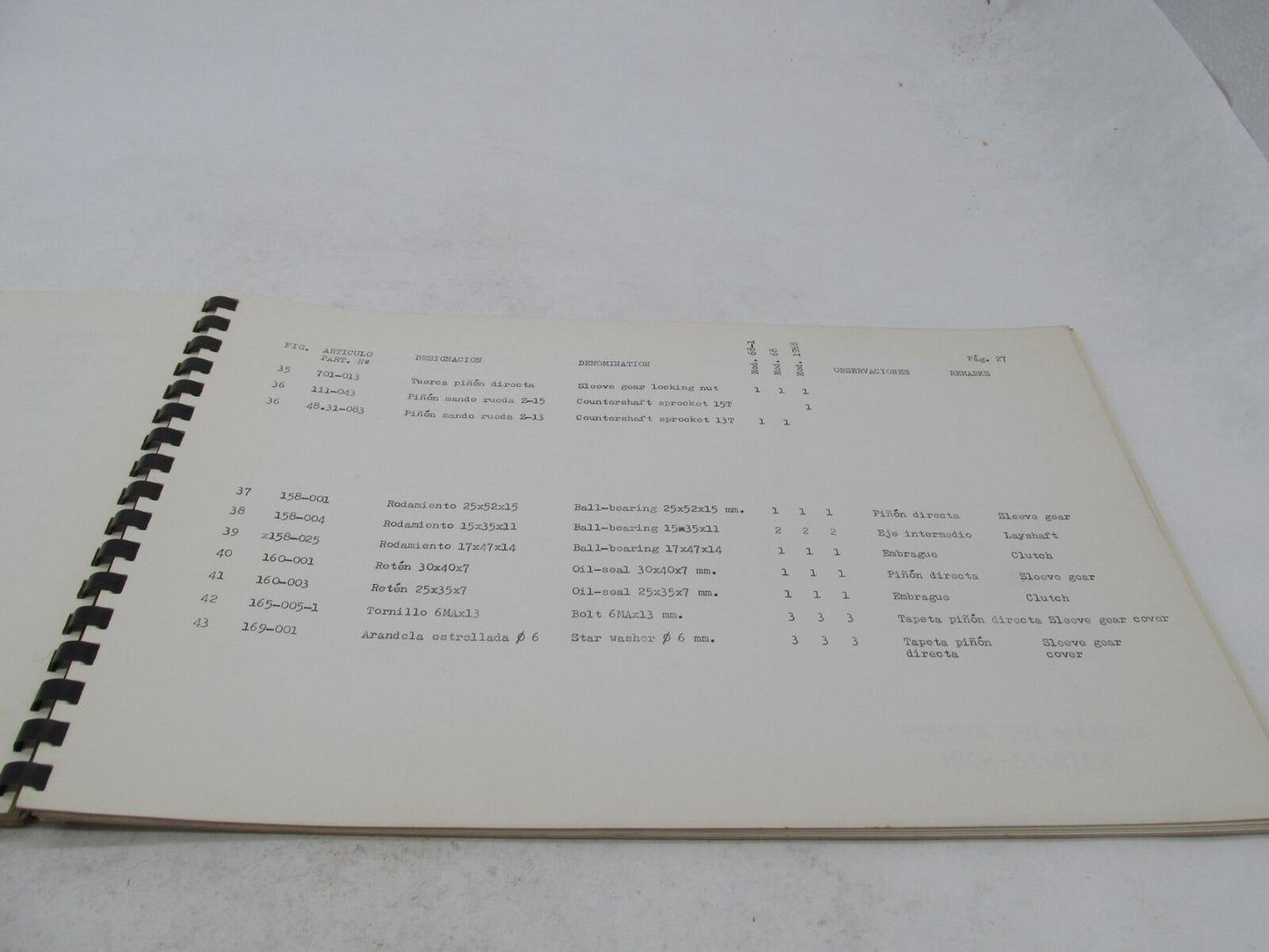 Bultaco Factory Pursang Mk4 Motorcycle Catalog Parts List Catalog 68.32-117-1