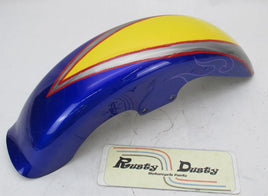 2006 Harley Davidson Screamin Eagle Fatboy Front Fender Yellow Blue 6.25" Wide