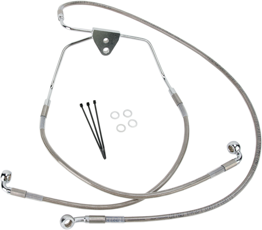 Drag Specialties Extended Stainless Steel Front Brake Line Kit 1741-2626 Clear