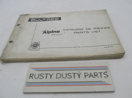 Bultaco Vintage Original 1977 Alpina 212-213 Catalog Parts List 212.32-117