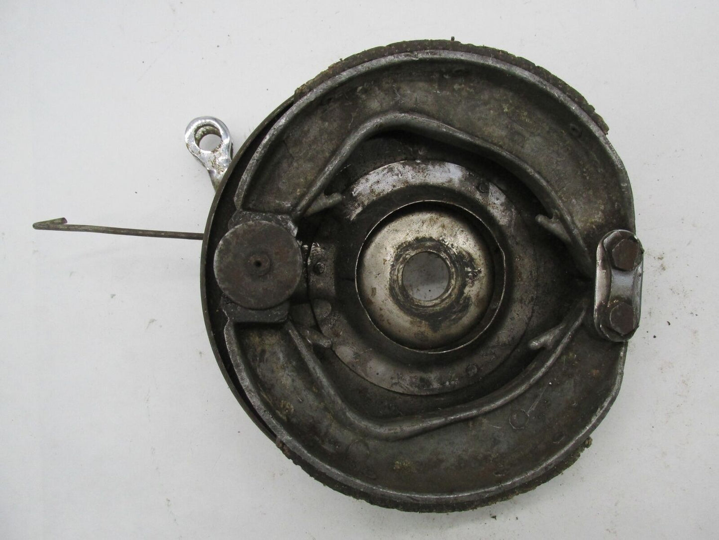 Vintage BSA Late A10 Early A65 Motorcycle Drum Brake Assembly w/ Shoes Plate