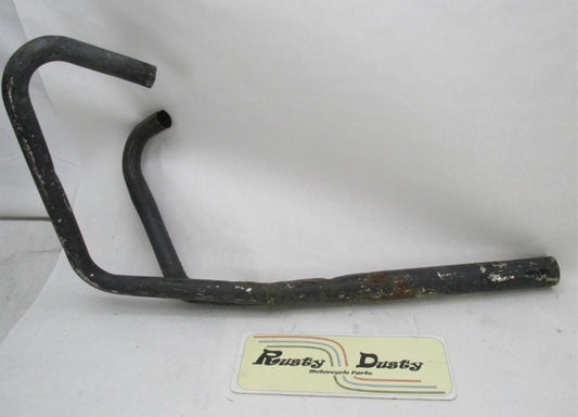 Vintage Triumph BSA British Motorcycle Black 2-into-1 Exhaust w/ Headers