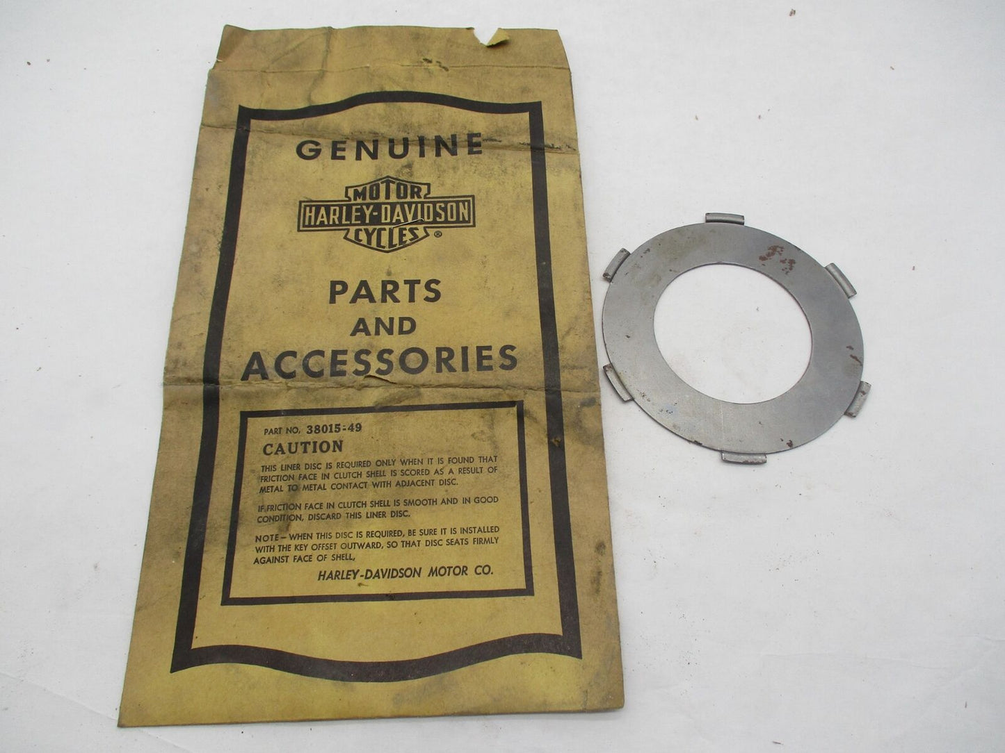 Harley-Davidson Genuine NOS Hummer Clutch Disc Back Plate 38015-49