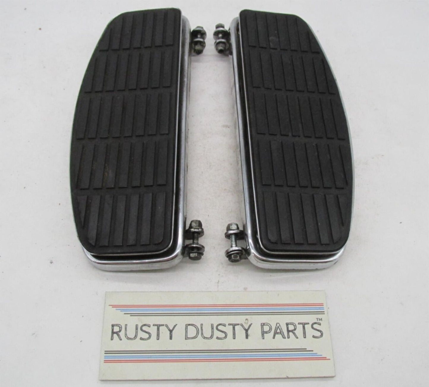 Pair of Harley-Davidson Genuine Driver Floorboards Base Plates and Rubber Pads