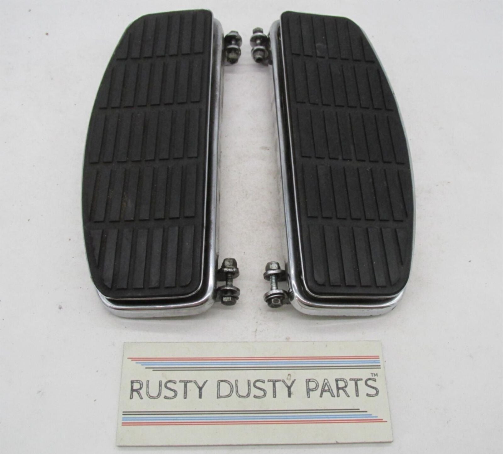 Pair of Harley-Davidson Genuine Driver Floorboards Base Plates and Rubber Pads