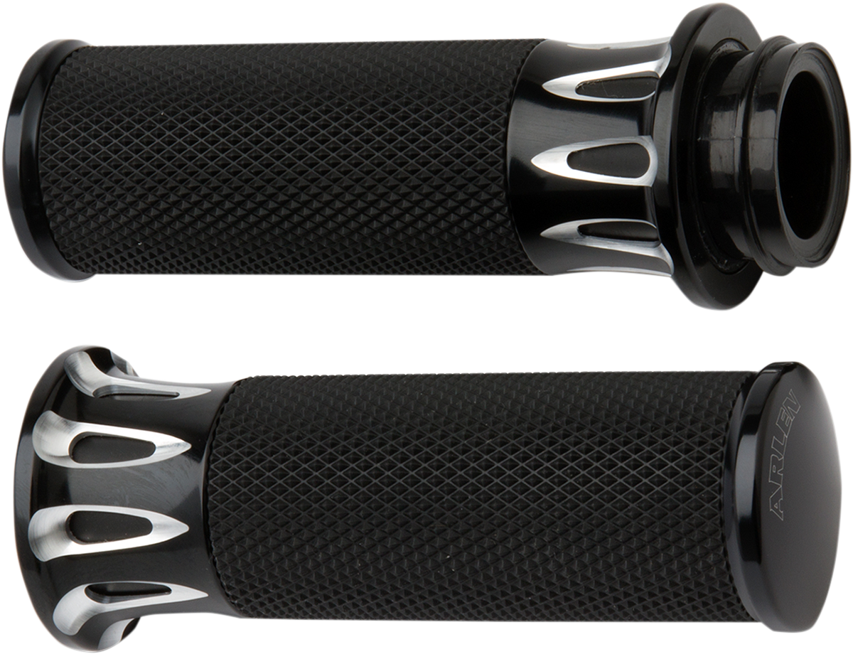 Arlen Ness Cable Style Fusion Series Grips Black Deep Cut 07-317