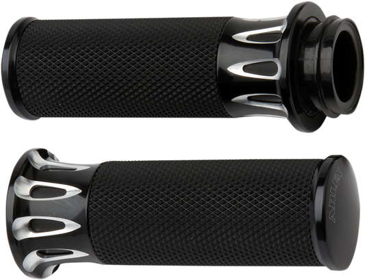 Arlen Ness Cable Style Fusion Series Grips Black Deep Cut 07-317