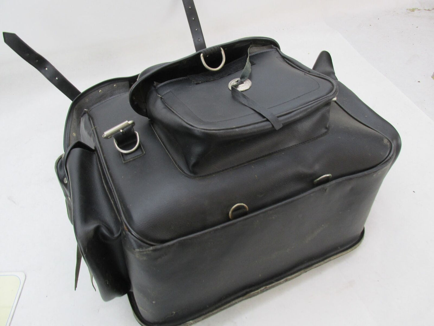 Harley Davidson Black Synthetic Leather Studded Sissy Bar Backrest Touring Bag