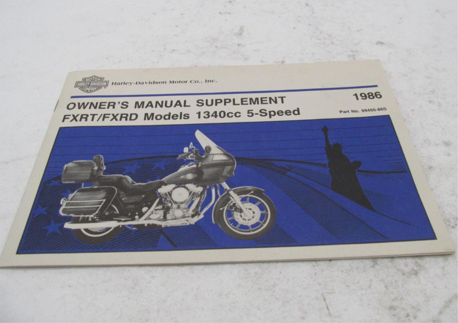Harley-Davidson 1986 FXRT FXRD 13400cc 5 Speed Owner's Manual Book 99465-86S