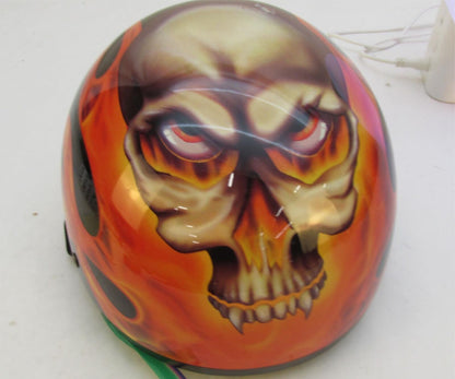 Daytona New Skull Red Flames Open Face Size Extra Small S Motorcycle Helmet