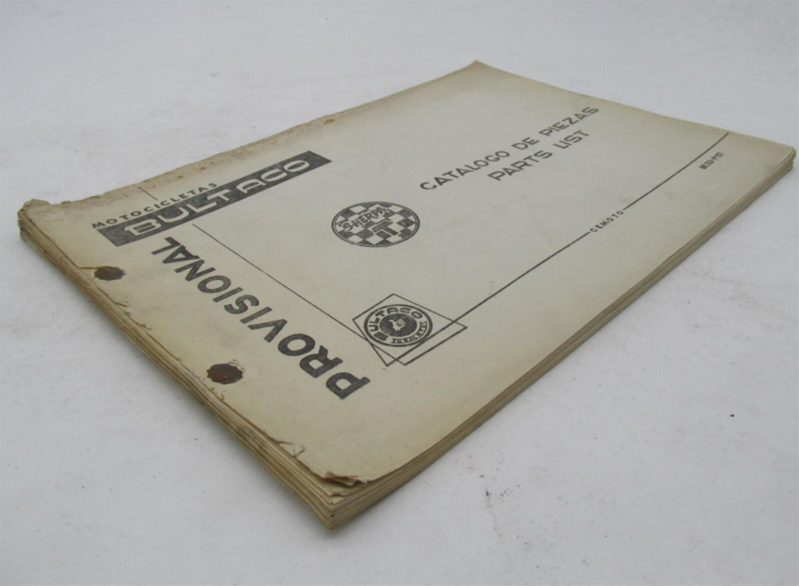 Bultaco 1971 Original Provisional Sherpa T Parts Catalog List 80.32-P117