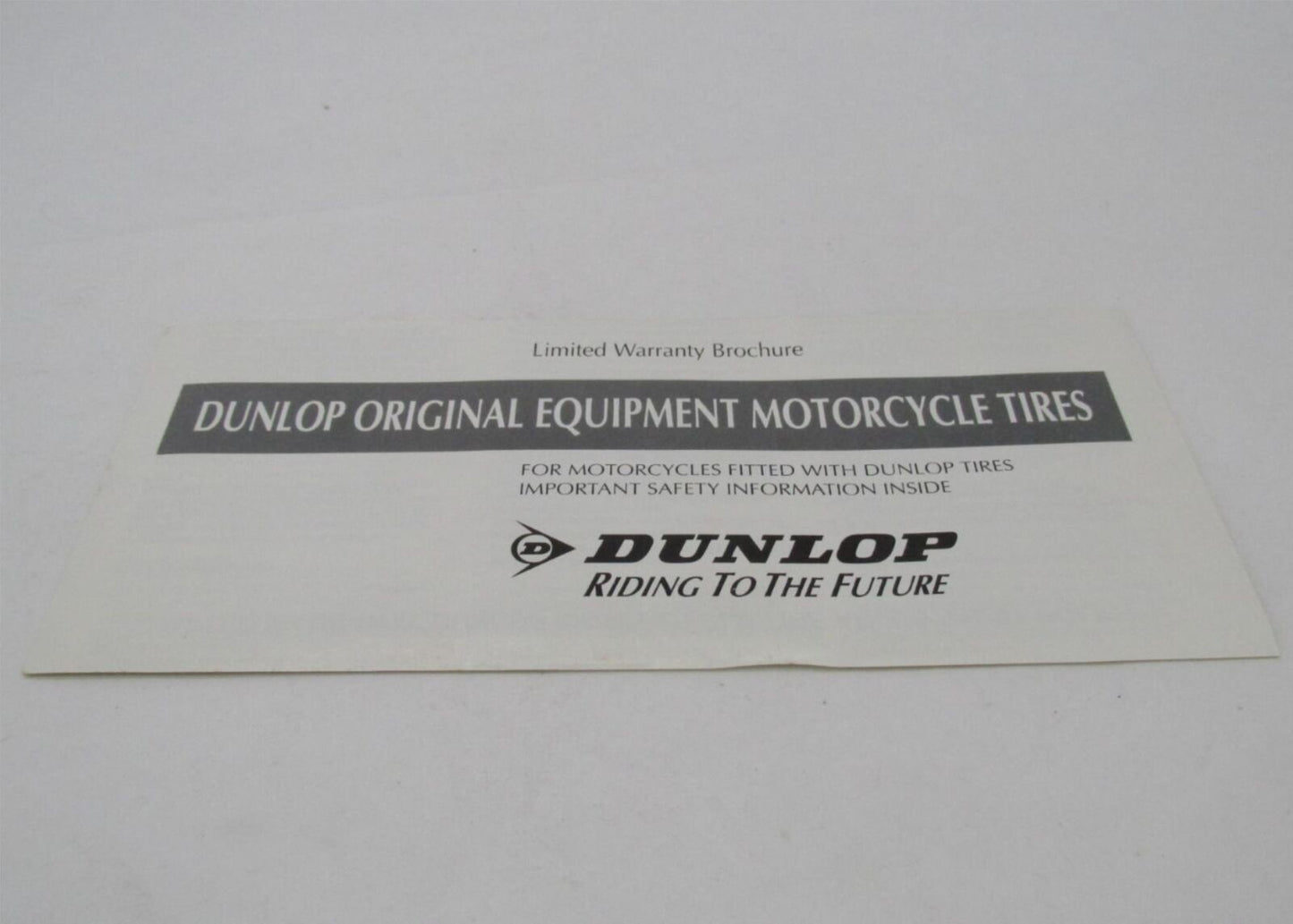 Harley Dunlop Tires OEM Limited Warranty Important Information Brochure