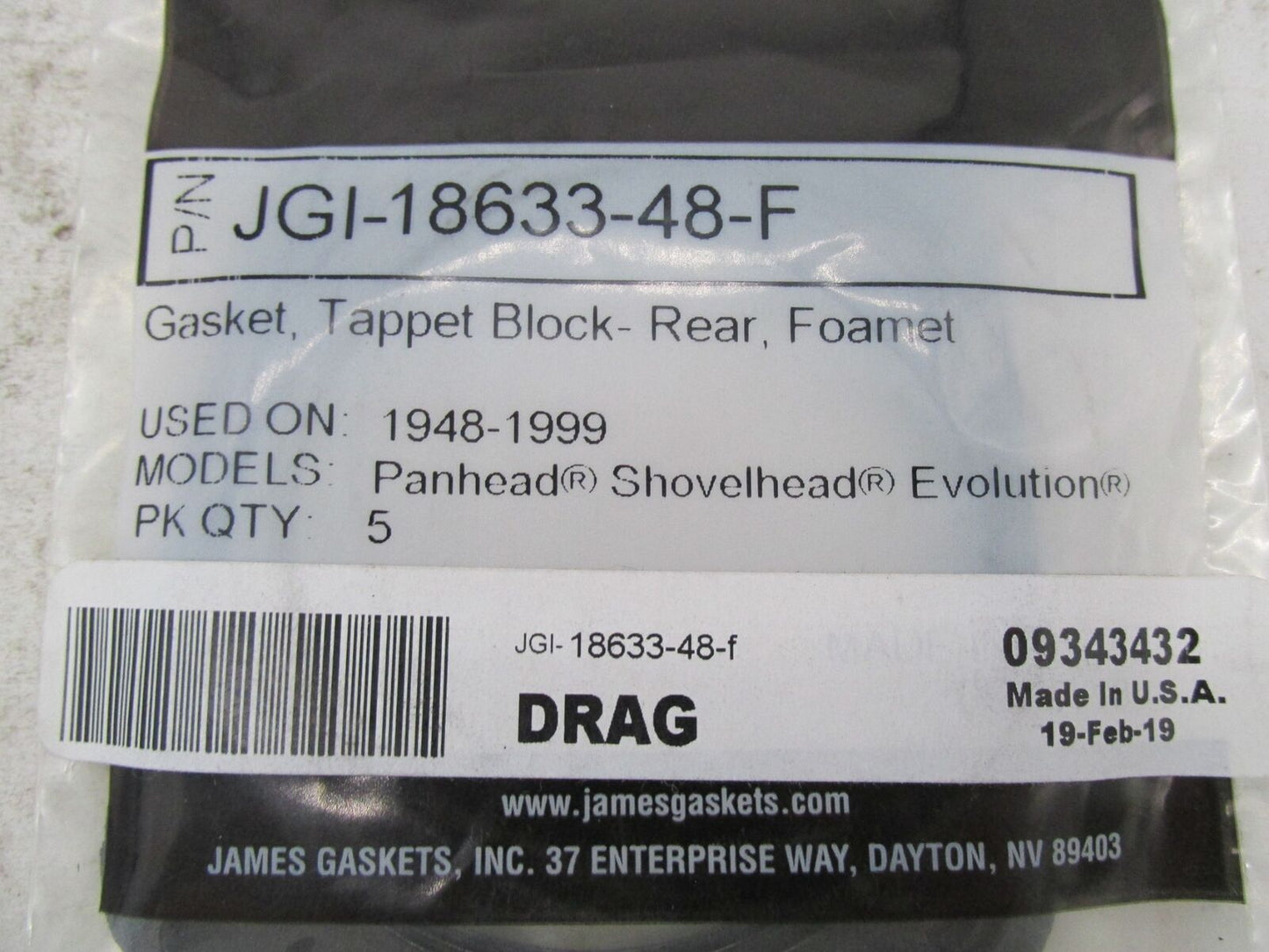 Lot of 3 Harley Davidson James Gasket Rear Tappet Gaskets JGI-18633-48-F