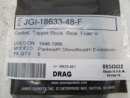 Lot of 3 Harley Davidson James Gasket Rear Tappet Gaskets JGI-18633-48-F
