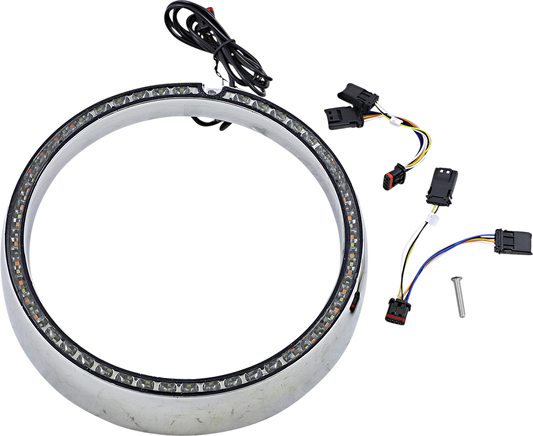 Custom Dynamics Amber/White Headlight Trim Rings Chrome PB-7TR-SEQ-1C