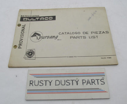Bultaco Provisional Factory 1974 Pursang Parts Catalog List Book 144.32-P066