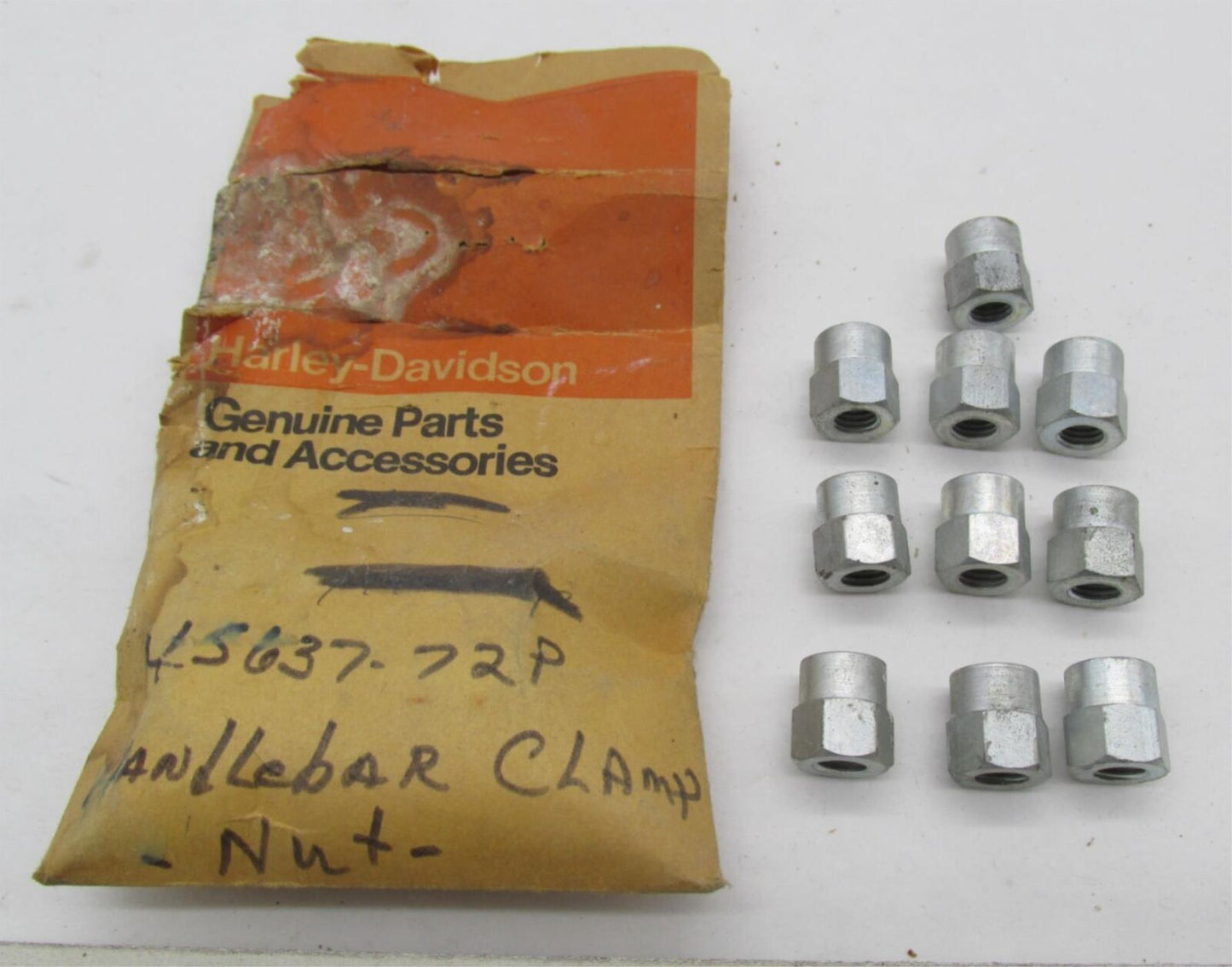 Lot of 10 Harley Davidson Genuine NOS Aermacchi Handlebar U-bolt Nuts 45637-72P