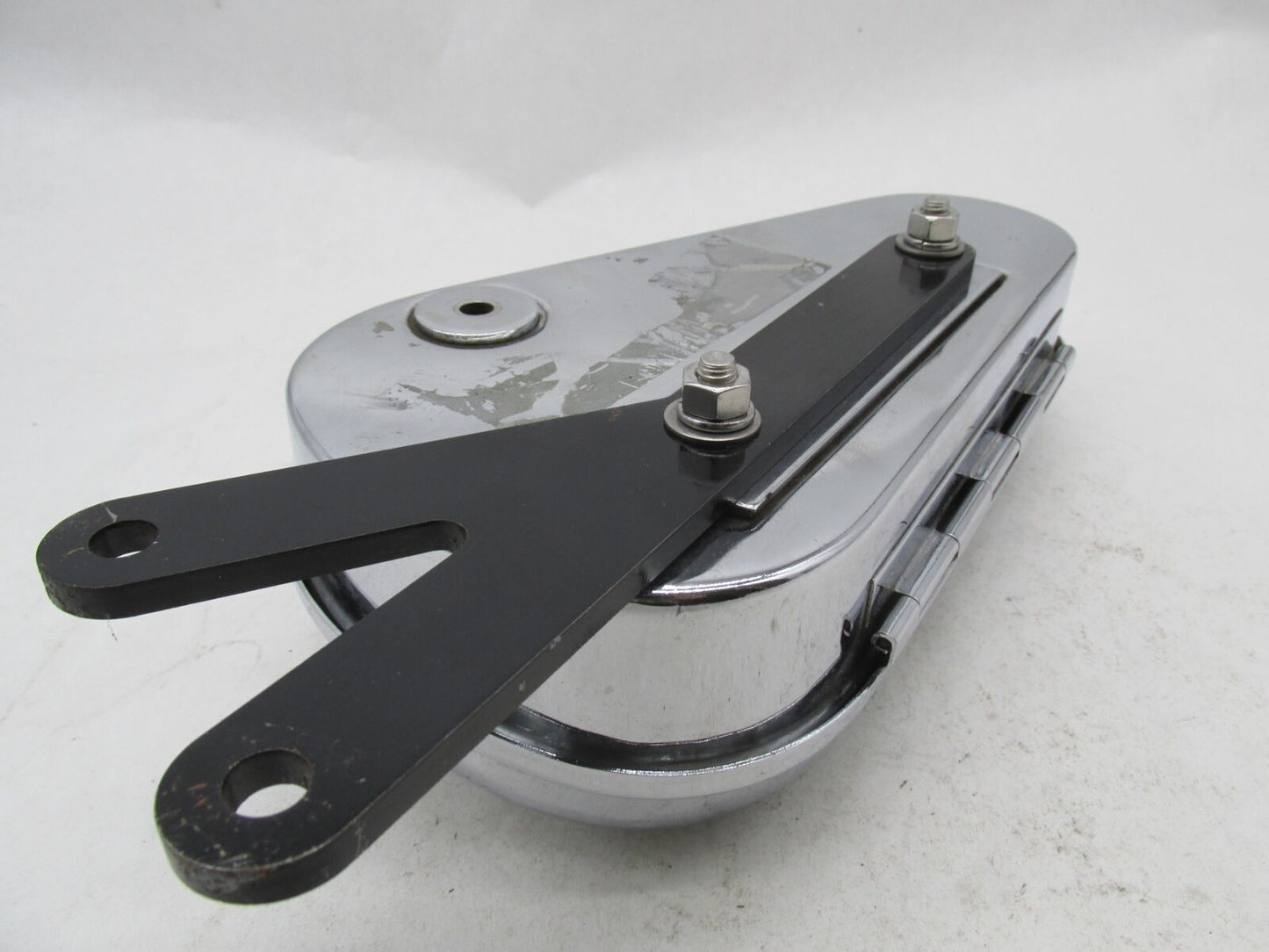 Harley Davidson Shovelhead Chrome Tool Box w/ Bracket NO Key Nice Condition