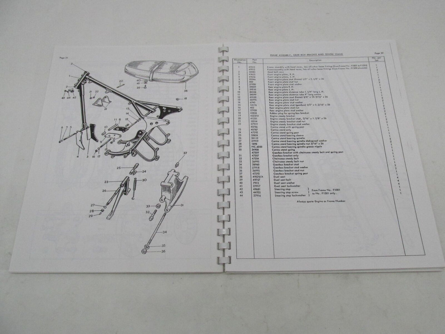Copy Royal Enfield 1969 -70 Interceptor Spare Parts Book British Cycle Supply