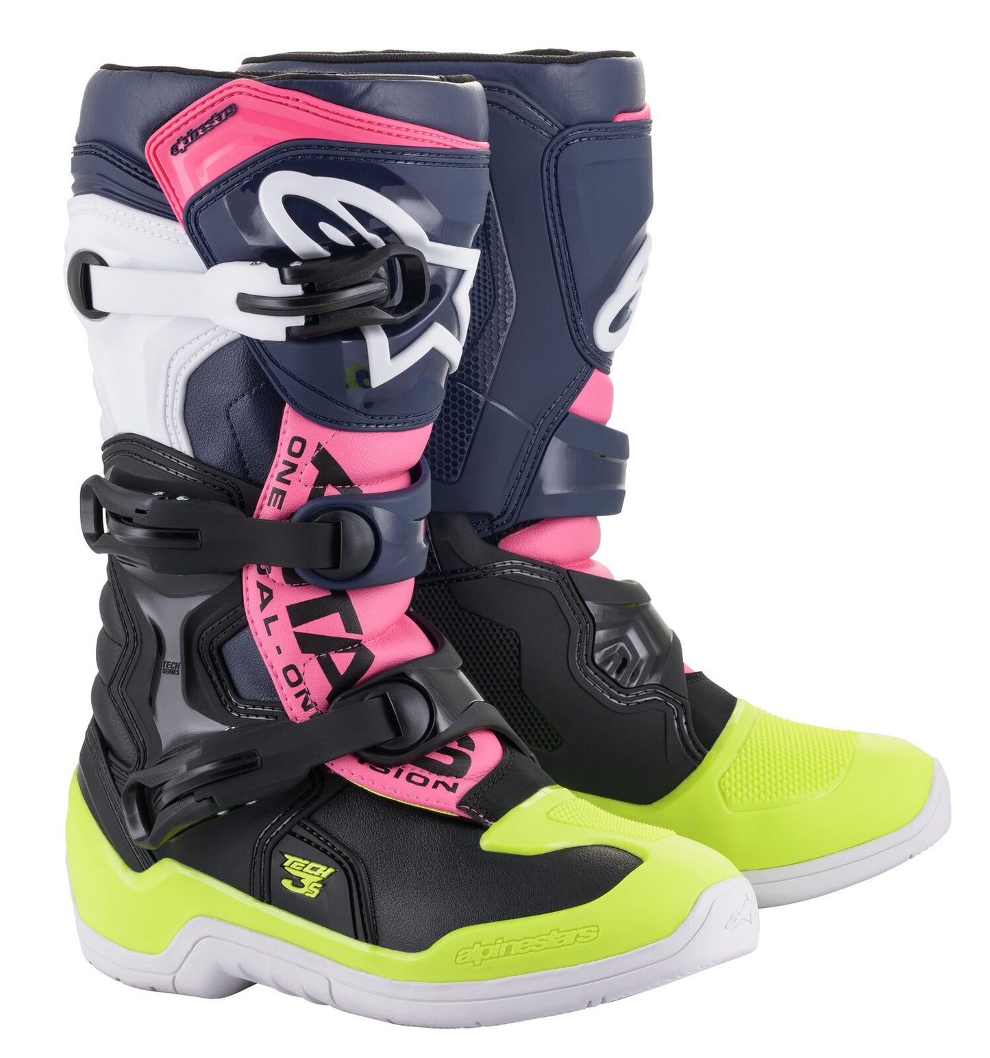 Alpinestars 2020 Tech 3S Youth Boots Black/Dark Blue/Fluo Pink 8 2014018-1176-8