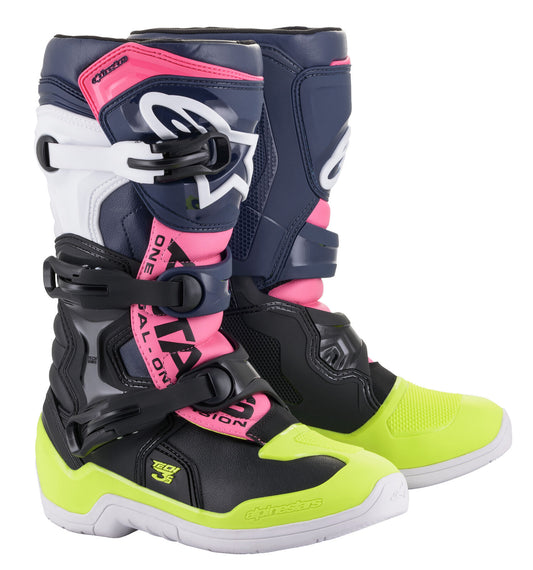 Alpinestars 2020 Tech 3S Youth Boots Black/Dark Blue/Fluo Pink 8 2014018-1176-8