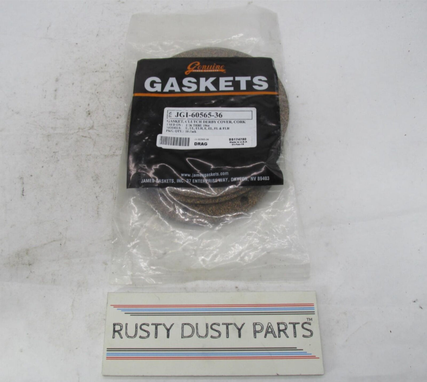 Lot of 8 Harley Davidson James Clutch Derby Cover Cork Gaskets JGI-60565-36