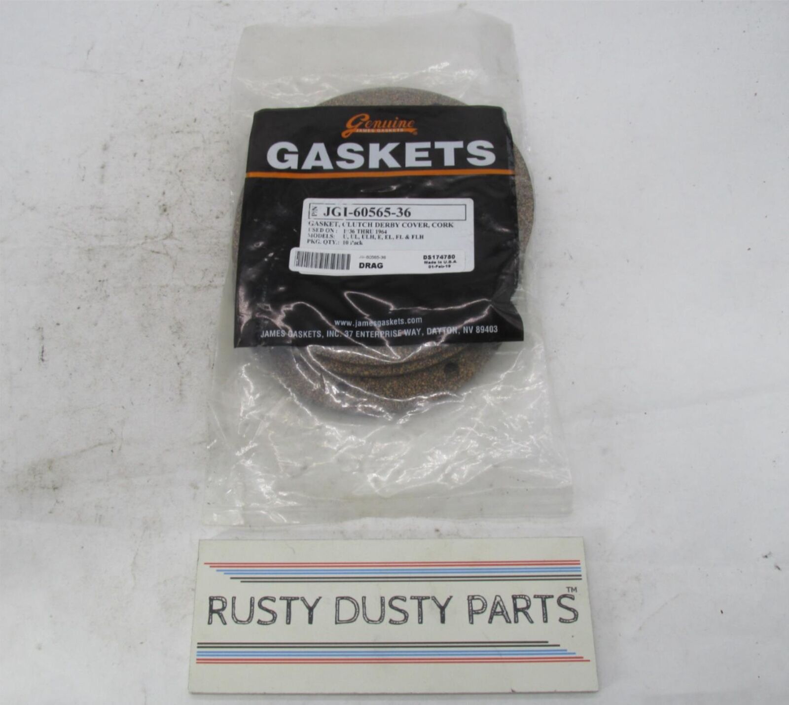 Lot of 8 Harley Davidson James Clutch Derby Cover Cork Gaskets JGI-60565-36