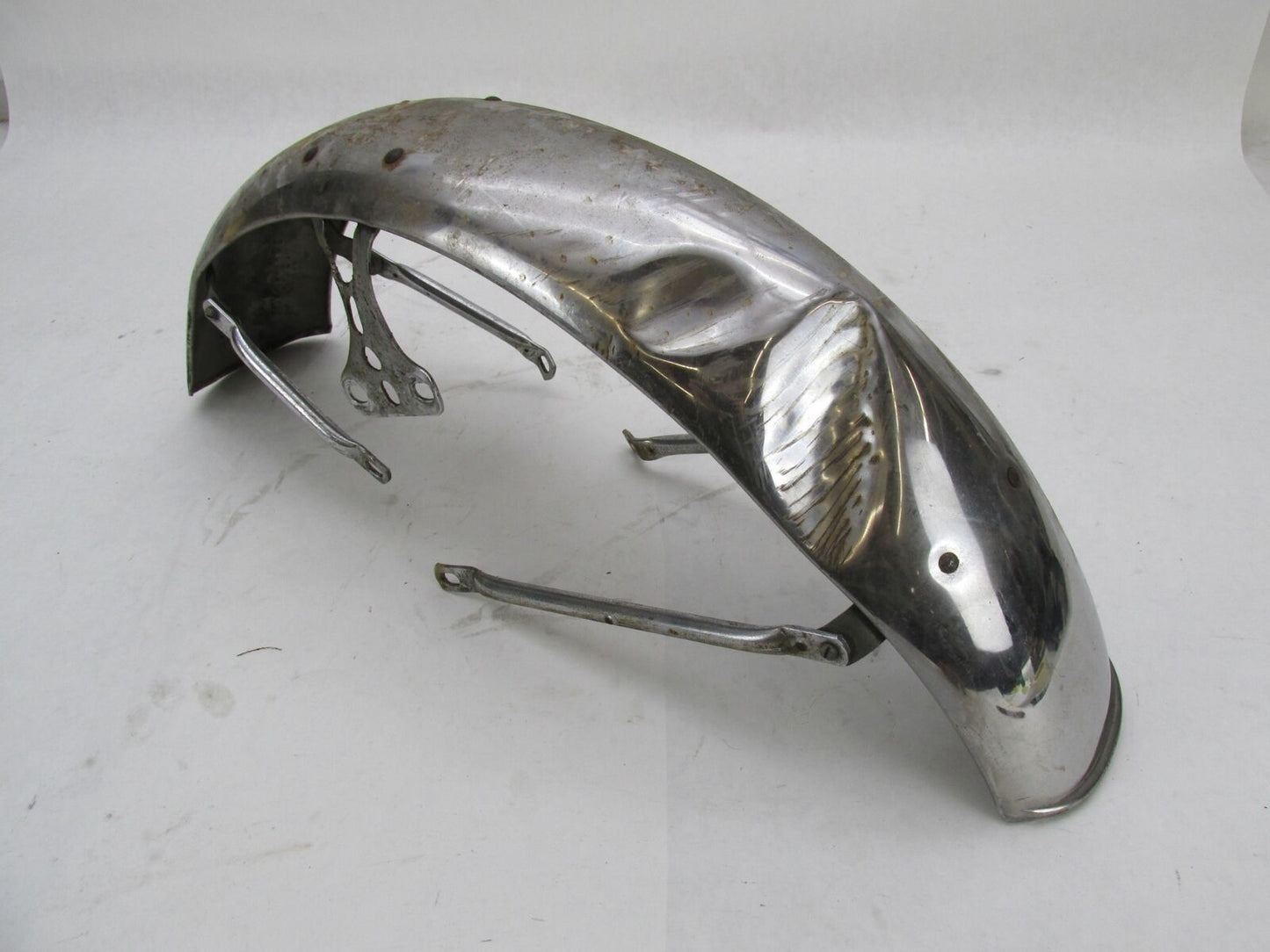 Vintage Patina Chrome 4.5" Wide Front Fender Triumph BSA Norton Ducati Guzzi