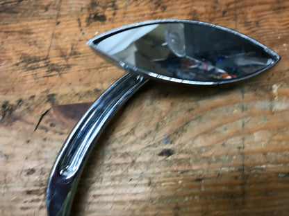 Harley Right side Mirror Custom Chrome Grooved Stem Crescent Style Cho
