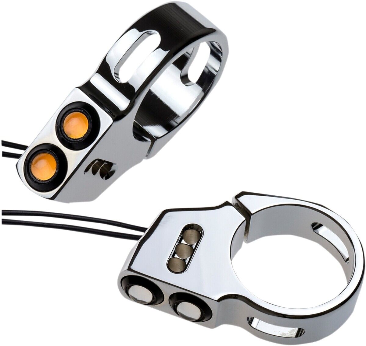 Joker Machine Rat Eye LED Fork Mount Turn Signals Black 05-200-3B