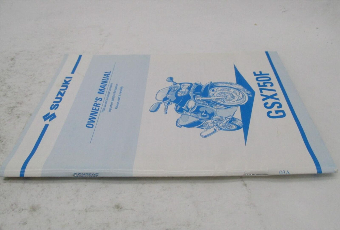 Suzuki Factory GSX750F Owner's Manual Book 99011-20C63-03A