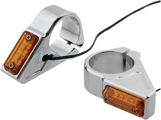Joker Machine Rectangle Fork Mount Turn Signals Chrome 05-301-3