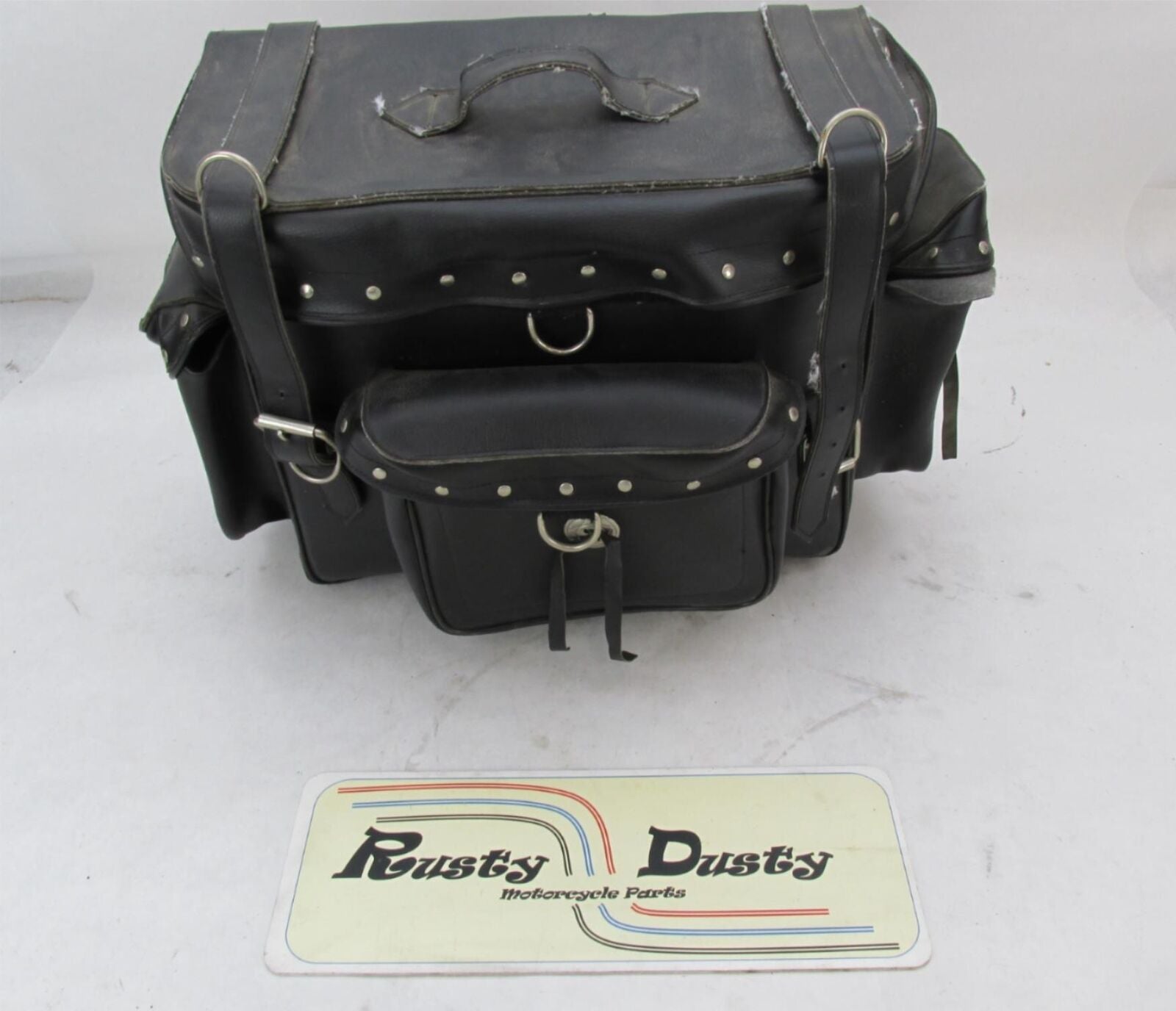 Harley Davidson Black Synthetic Leather Studded Sissy Bar Backrest Touring Bag