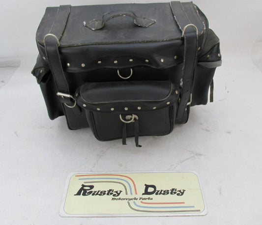 Harley Davidson Black Synthetic Leather Studded Sissy Bar Backrest Touring Bag