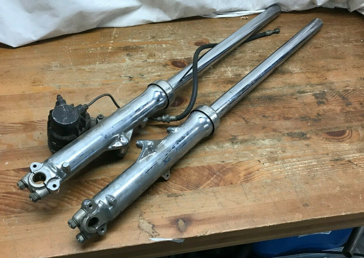 Vintage Japanese Motorcycle Front Fork Tubes and Front Tokico Brake Ca