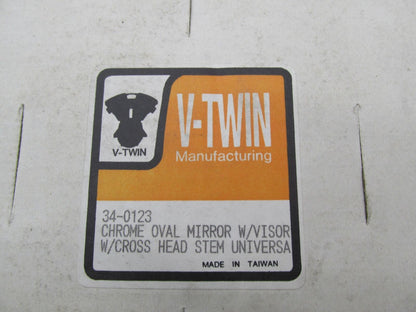 V-Twin Chrome Universal Oval Mirror with Visor with Cross Head Stem 34-0123