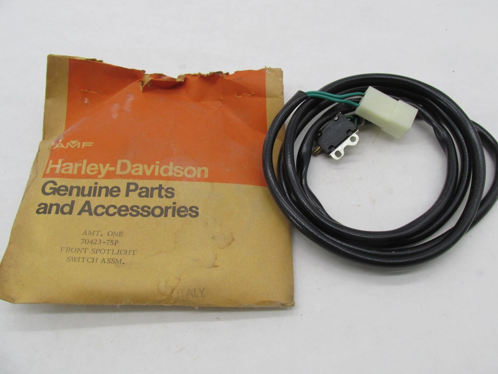 Harley Genuine NOS Aermacchi Front Spotlight Switch Wiring Assembly 70423-75P